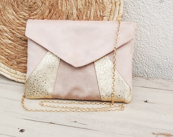 Wedding clutch, evening clutch, golden beige sequins - Envelope clutch, handbag - After the Beach ©