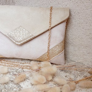 Wedding clutch, evening clutch, golden beige sequins Envelope clutch, handbag After the Beach © image 4