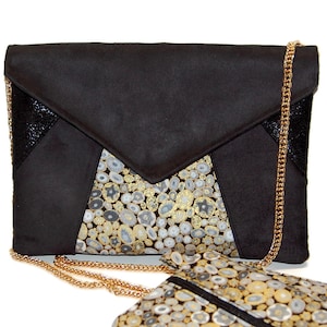 Black and golden wedding pouch, evening pouch, ideal envelope pouch for a wedding, an evening - After the Beach