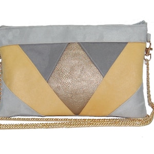 Bruiloftsclutch, avondclutch, goudgeelgrijze handtas - Après la Plage