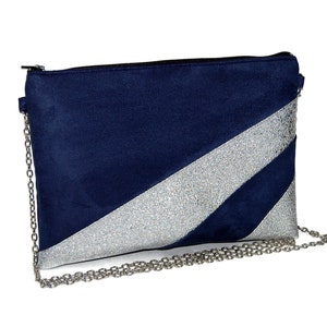 Evening clutch, navy blue and silver wedding clutch - Wedding witness gift idea - Christmas gifts - After the Beach ©
