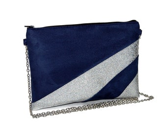 Abend-Clutch, Hochzeits-Clutch in Marineblau und Silber – Geschenkidee für Trauzeugen – Weihnachtsgeschenke – After the Beach ©