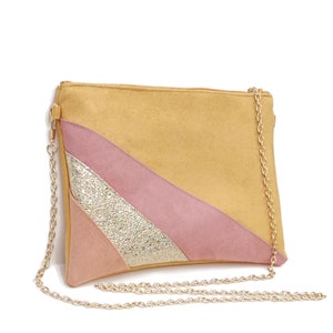 Evening clutch, yellow rose gold wedding clutch with peach sequins Wedding witness gift idea - Mother&#39;s Day Gifts - After the Beach ©