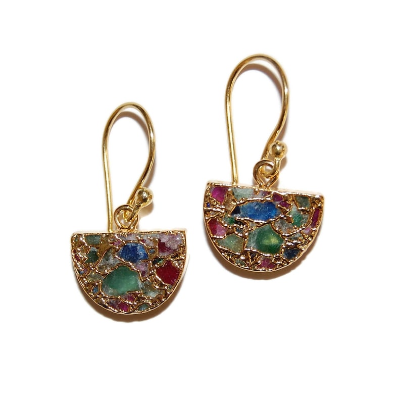 After the Beach \u00a9 Precious mosaic half-moon earrings and gold-plated 750000 Christmas Jewelry