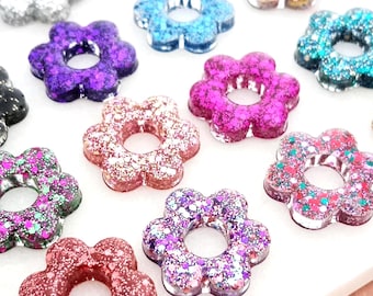 Créoles fleurs résine paillettes - Daisy - acier inoxydable Créoles interchangeables 48 couleurs Recharge pampilles 20 mm Après la Plage