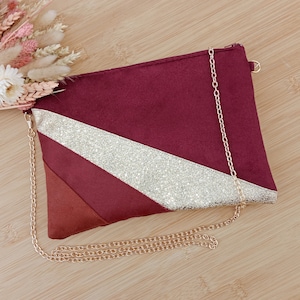 Clutch zur Hochzeit, Abend-Clutch, Burgunderrot, Granatrot, Ziegelrot, Goldglitzer, Zeremoniegeschenk, Trauzeugengeschenk - Après la Plage