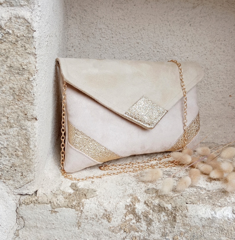 Wedding clutch, evening clutch, golden beige sequins Envelope clutch, handbag After the Beach © image 2