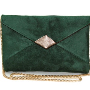 Evening clutch, green and bronze gold envelope clutch, Women's clutch - After the Beach