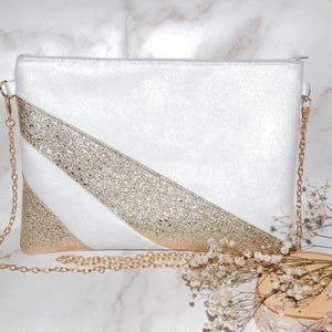 Pochette da sera, pochette da sposa bianca e oro - Idea regalo per testimone di nozze - Regali per la festa della mamma - After the Beach ©