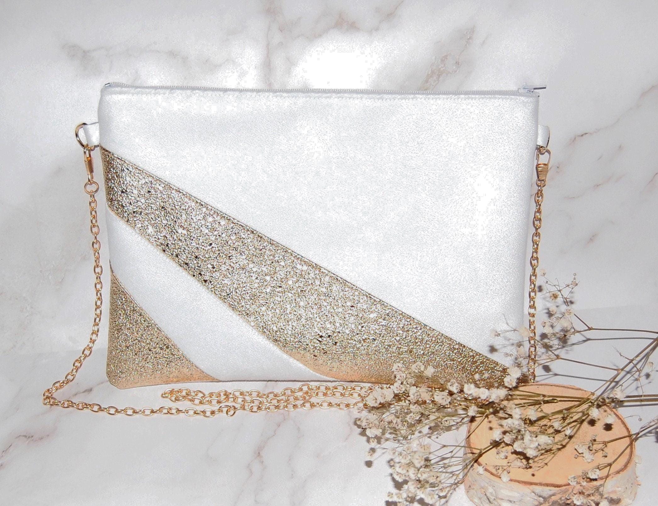 Paillettes Sac Pochette Blanche Mariage 2024 Luxe Diamant Couleur