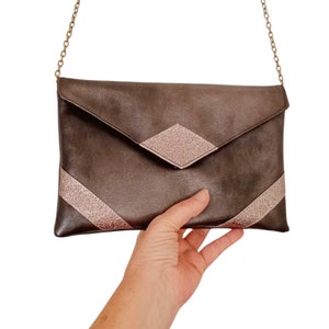 Wedding clutch, evening clutch, dark gray bronze glitter - Envelope clutch, handbag - Evening bag Women's gift - After the Beach ©