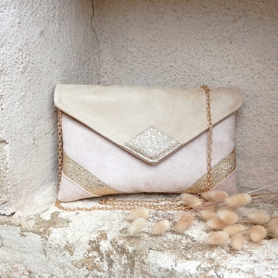 Wedding Clutch Evening Clutch Golden Beige Glitter Envelope Clutch Handbag Apres La Plage Etsy Ireland