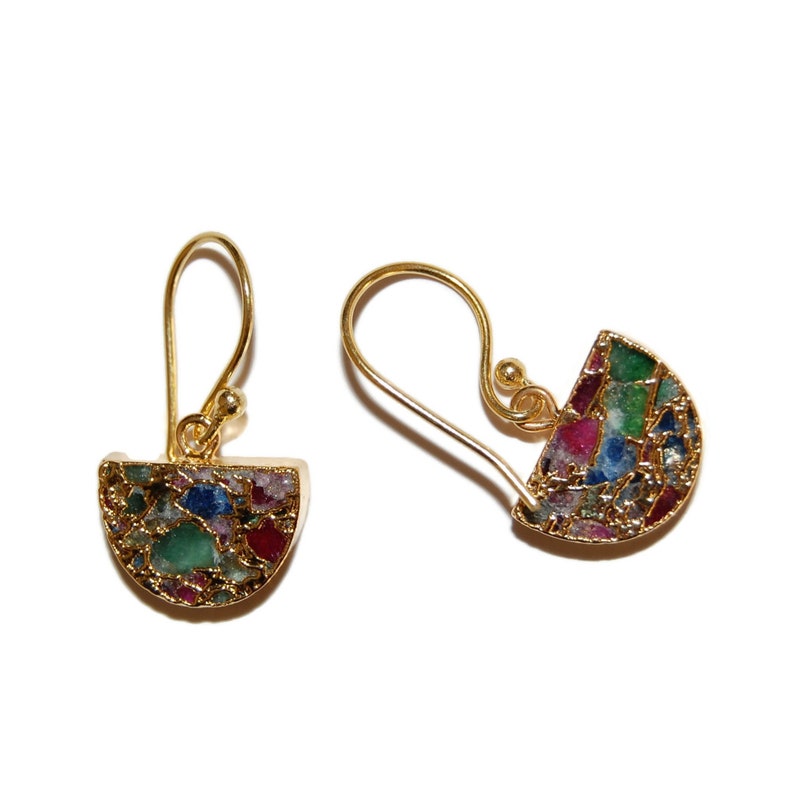 After the Beach \u00a9 Precious mosaic half-moon earrings and gold-plated 750000 Christmas Jewelry