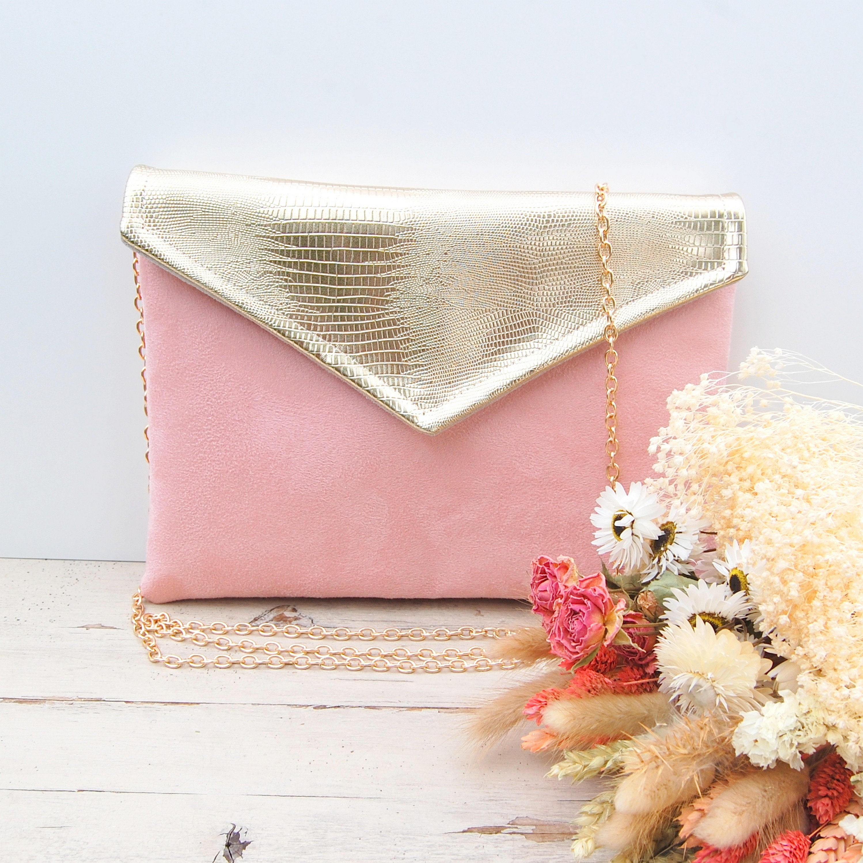 Oro Rosa Borse Da Sera Rosa Cipria Cerimonia Pochette Oro Rosa