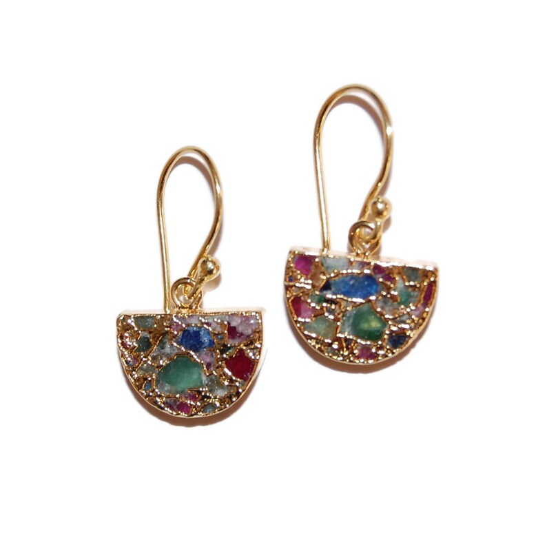 After the Beach \u00a9 Precious mosaic half-moon earrings and gold-plated 750000 Christmas Jewelry