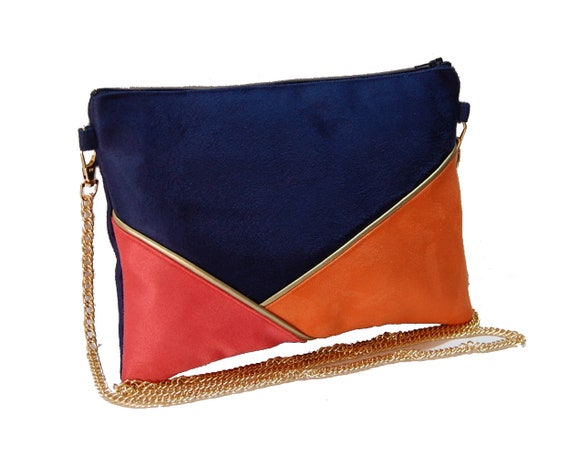 Navy and clearance red clutch bag