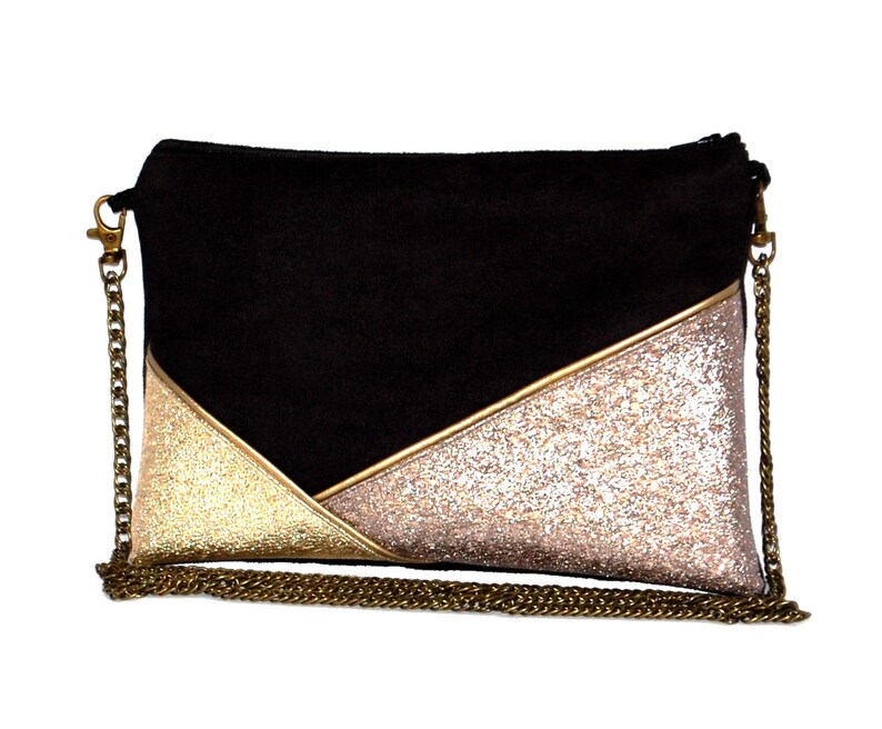 Personnalisation pochette mariage pochette de soirée personnalisée sac simili cuir paillette argent dorée cuivre bronze Après la Plage image 7