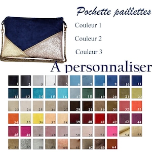 Personnalisation pochette mariage pochette de soirée personnalisée sac simili cuir paillette argent dorée cuivre bronze Après la Plage image 1