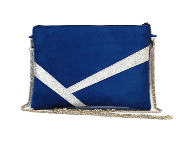 Royal blue and silver clutch bag best sale