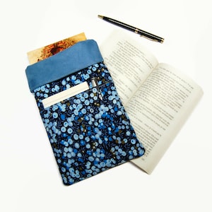Custodia per libri - Copertina del libro modello di frutta blu - tasca e tasca - Liberty Style - Regalo di Natale - Dopo la spiaggia