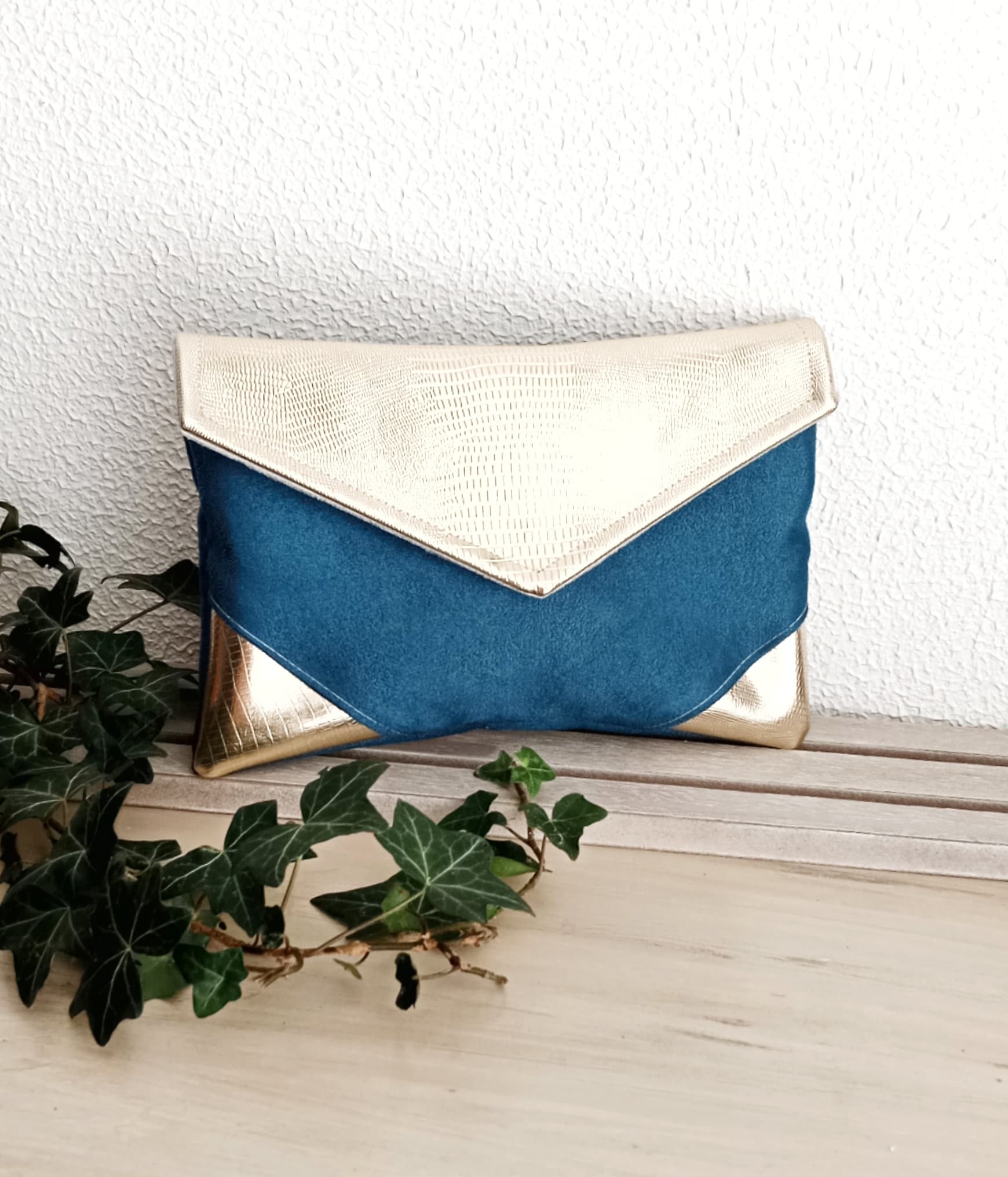 Petrol Blue Gold Wedding Clutch Envelope Evening Clutch Handbag Witness Gift Ceremony After the Beach Etsy