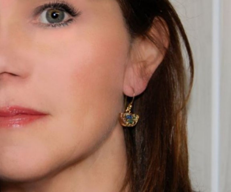 After the Beach \u00a9 Precious mosaic half-moon earrings and gold-plated 750000 Christmas Jewelry