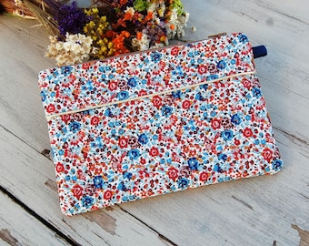 Pochette Trousse molletonnée Liberty Châtaigne liséré doré - Pochette idéale pour vos effets personnels - Tousse Liberty Emma and Georgina