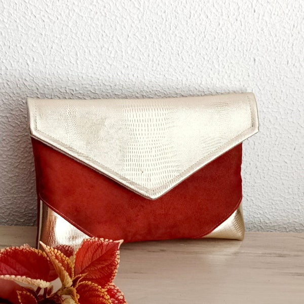 Hochzeits-Clutch aus goldenem Terrakotta-Umschlag, Abend-Clutch – Handtasche – Geschenk für Trauung, Zeremonie – After the Beach