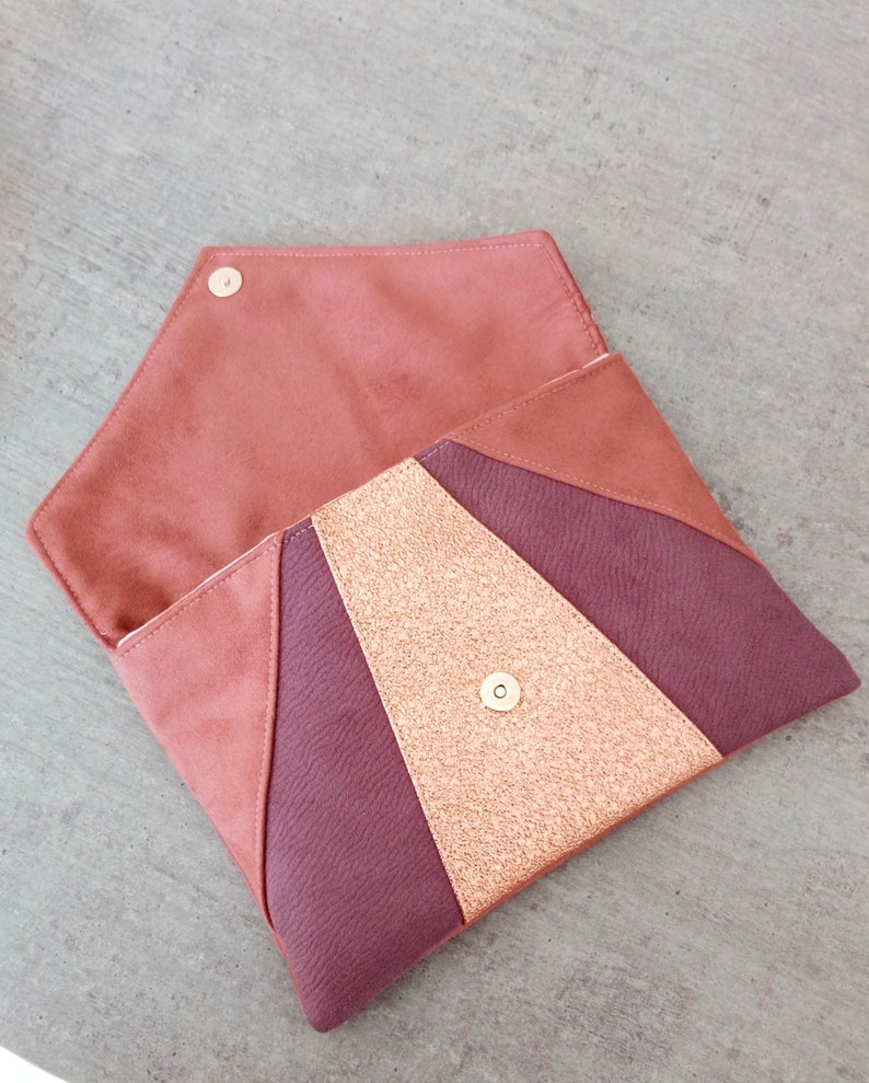 Wedding clutch, marsala pink, purple, gold glitter evening clutch Envelope clutch, handbag Witness gift After the Beach image 3