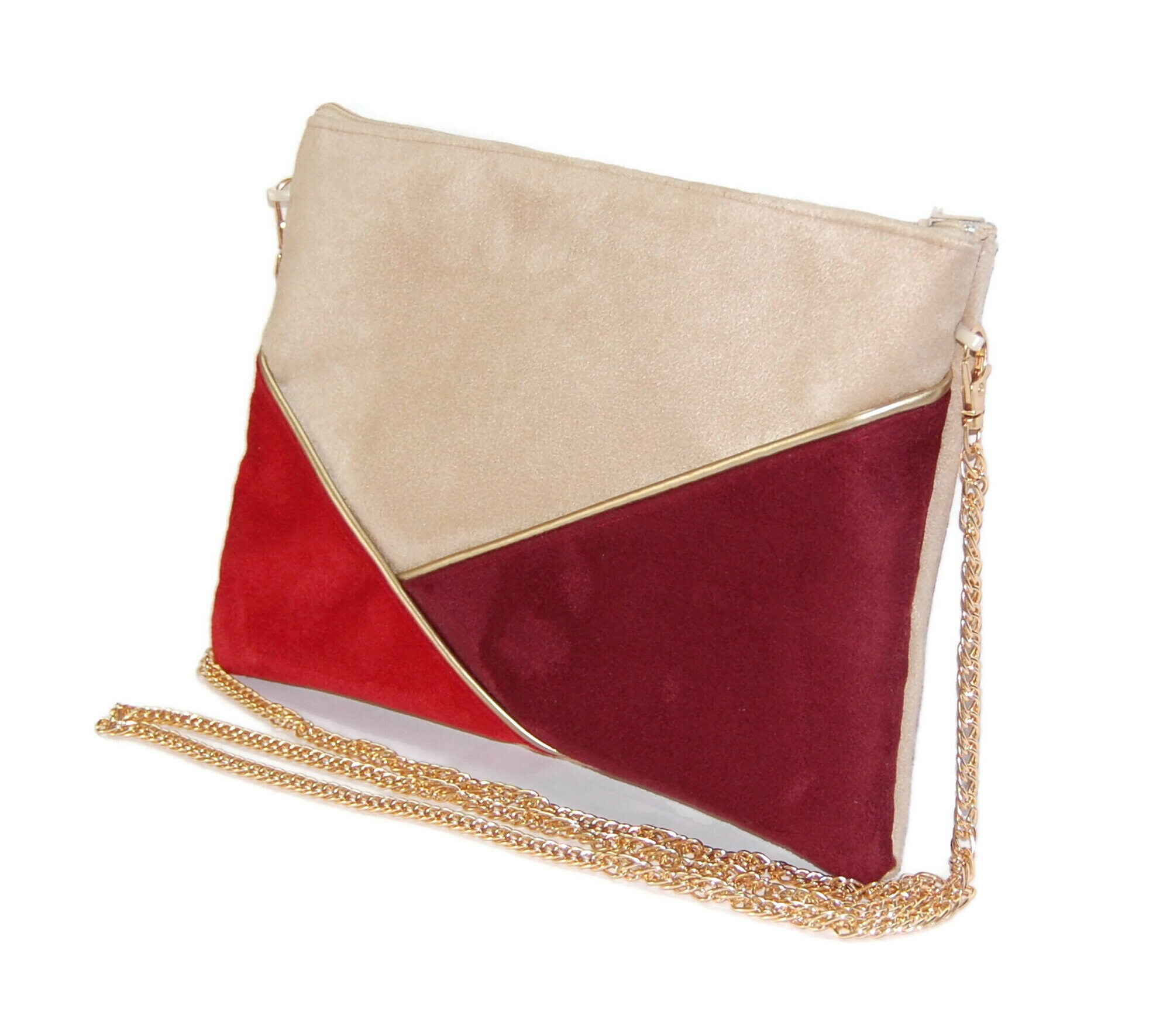 Pochette rouge daim discount