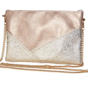 Personnalisation pochette mariage pochette de soirée personnalisée sac simili cuir paillette argent dorée cuivre bronze Après la Plage image 6