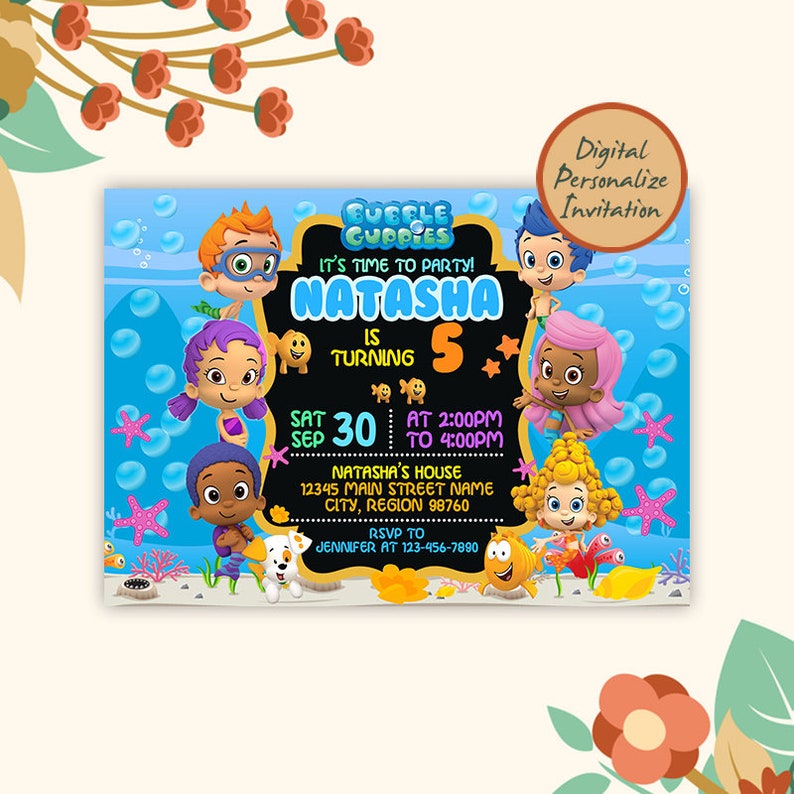 Bubble Guppies Birthday Bubble Guppies Invitation Bubble - Etsy
