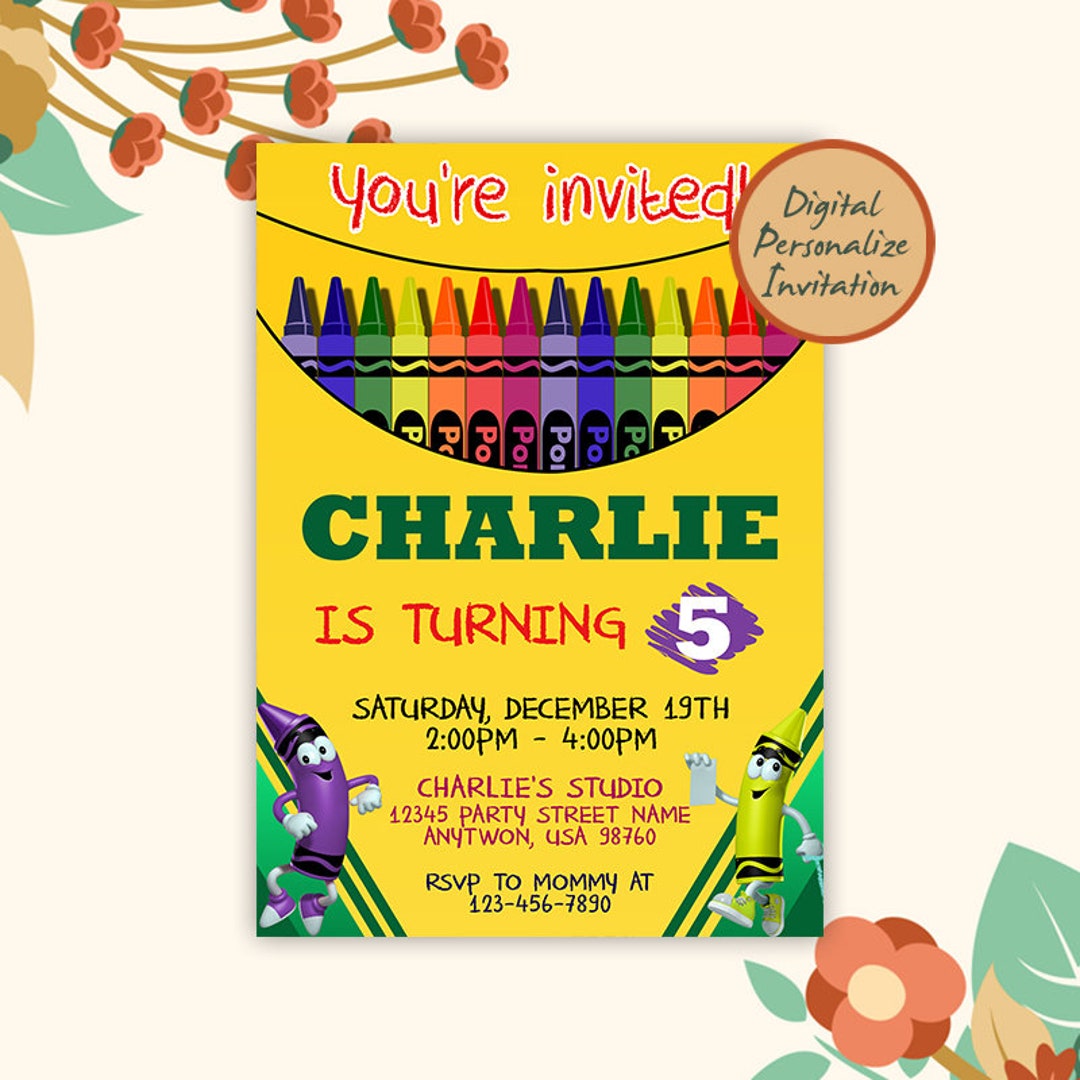 Crayon Invitations, Crayon Invite, Crayon Invitation, Crayon Birthday ...