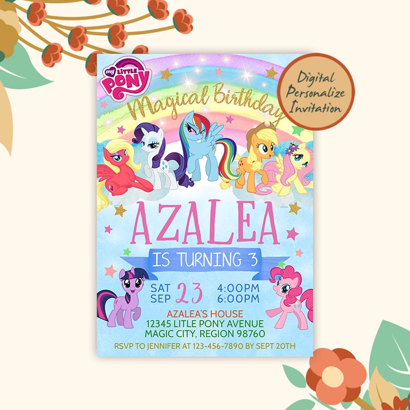 My Little Pony Invitation My Little Pony Birthday My Little Etsy