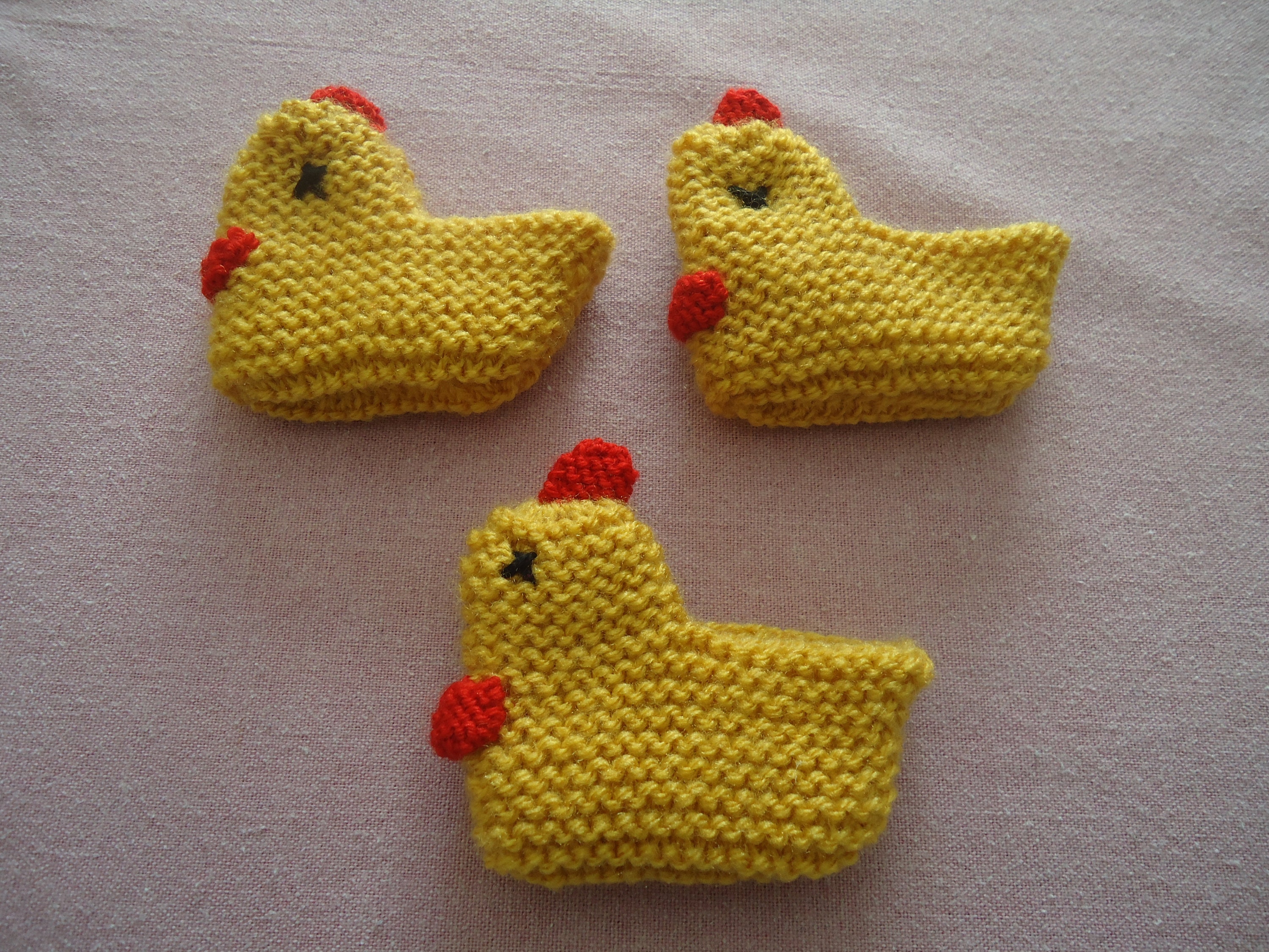 Lot de 3 Poussins- Dim. 9 8 cm - Acrylique Tricotés à La Main