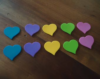 set of 10 hearts - STICKERS - about 3 cm height