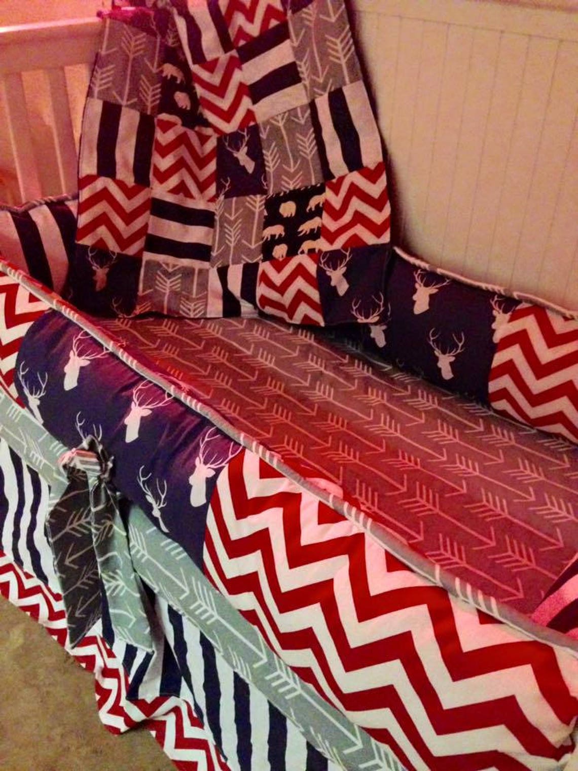 Red White & Blue Baby Bedding With Deer and Arrows Etsy