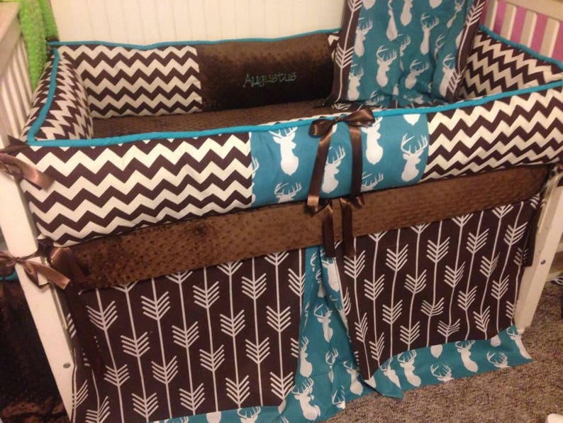 Brown And Turquoise Arrow And Deer Baby Bedding Etsy