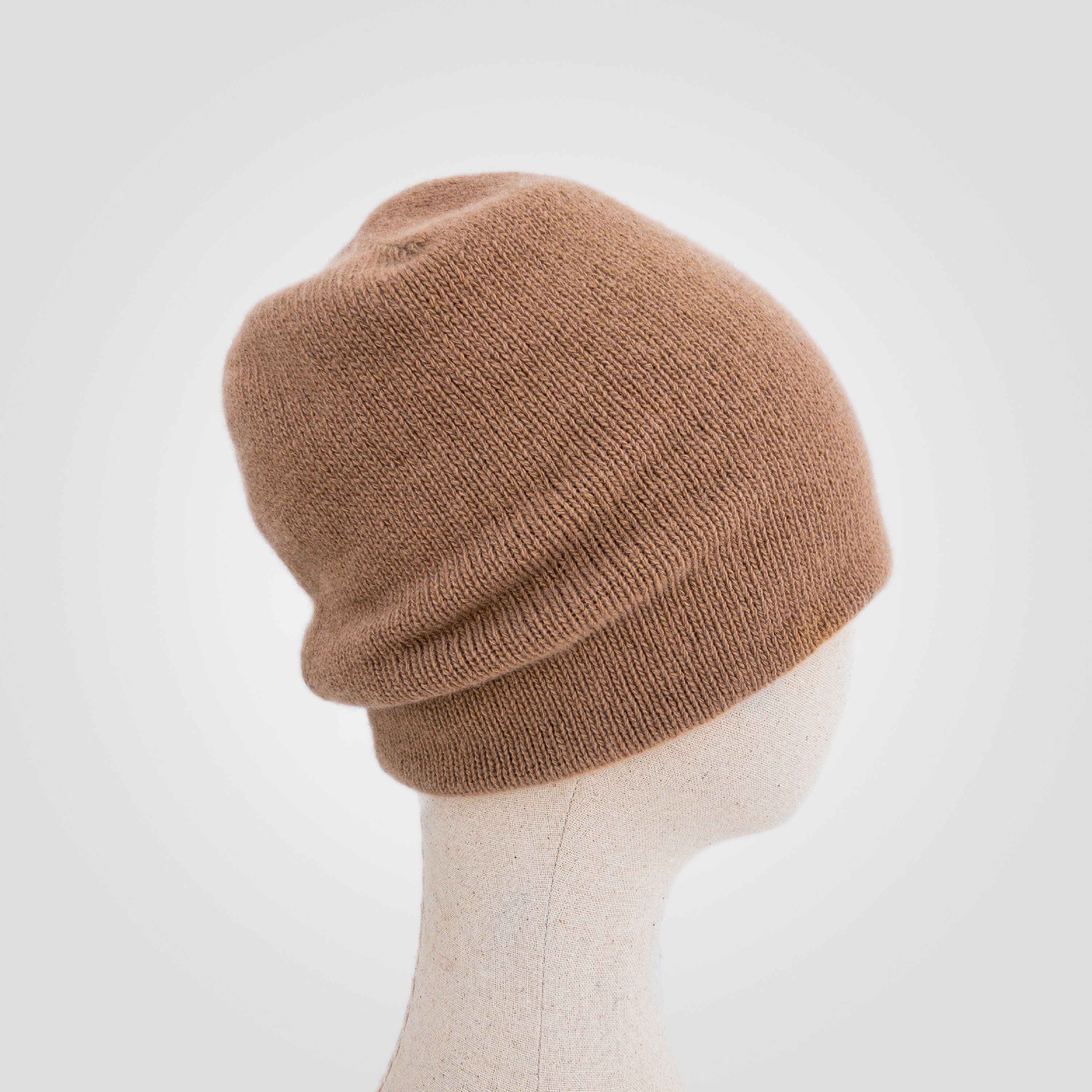 Angora Wool Knit Beanie Double Layer Two Colour Hat Beige and - Etsy UK