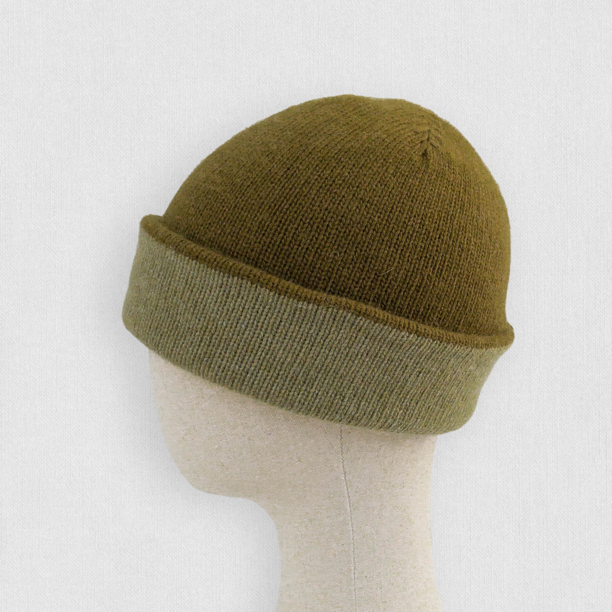 Angora and Wool Knit Double Layered Beanie Hat in Two  display picture 2