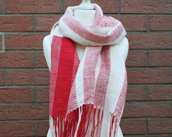 Linen stole and hand woven cotton to the frame