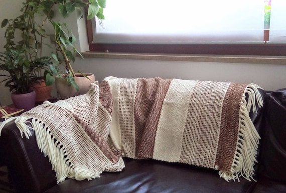 Coperta 100 Lana Tessuta A Mano Al Telaio Con Lana Filata A Etsy