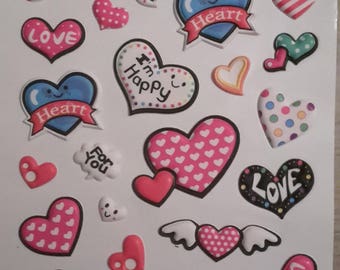 3D hearts stickers stickers