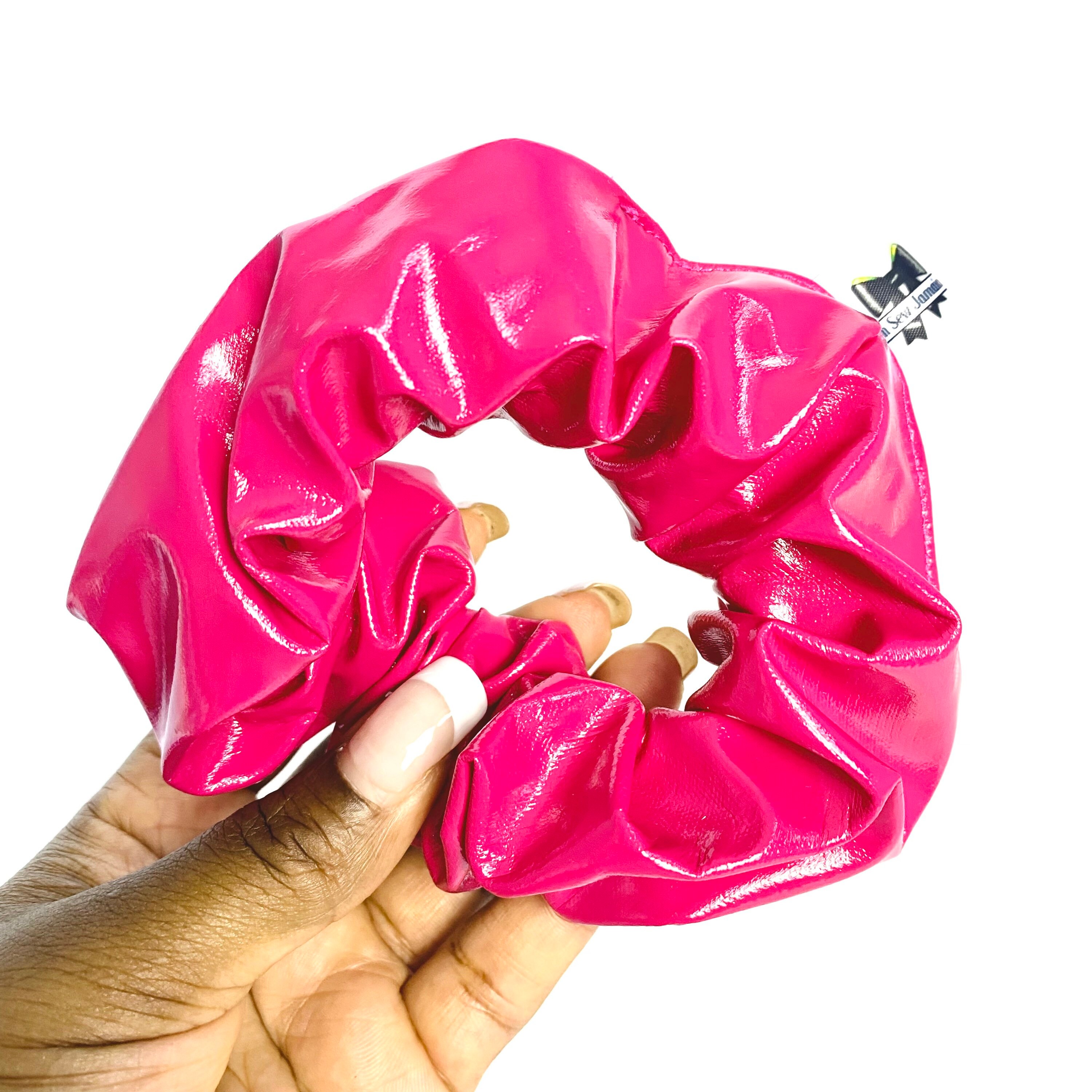 HOT PINK VINYL Hair Scrunchie super shiny and glossy everyday | Etsy