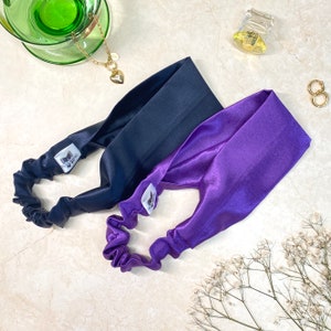 Satin thick wide headband with elastic back