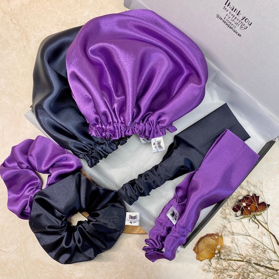 Satin Bonnet Gift Set: Scrunchie Headband Hair Care Bundle