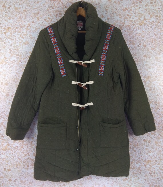 Vintage TITICACA Hooded Jacket Style Military Gre