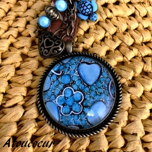 Porte-Clés  cabochon Métal Bronze , Soleil Plage Vacances , Romantique Vintage Baroque.