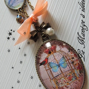 Collier, Pendentif cabochon Métal Bronze, Le chic de Paris, Mode Vintage romantique. Bild 7