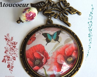 Porte- clés cabochon  ,  Le manège des porte-clés , Romantique vintage Baroque .